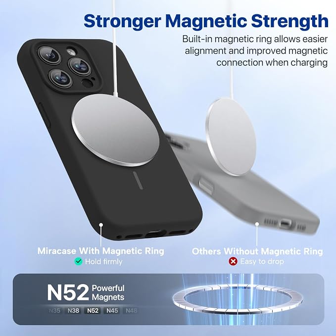 Miracase Magnetic for iPhone 15 Pro Case, Silicone, Soft Microfiber Lining - Image 5