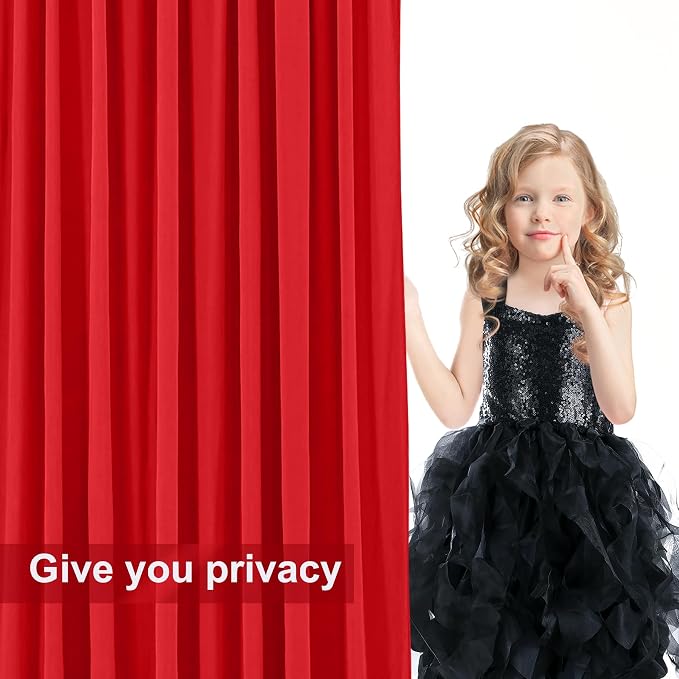 6 Panels Red Backdrop Curtains for Wedding Party Wrinkle Free Backdrops Curtain Drapes Fabric Decorations Photo Back Drop Cloth for Baby Shower Photography Stage Reception 30ft(W) x 12ft(H) - Image 8