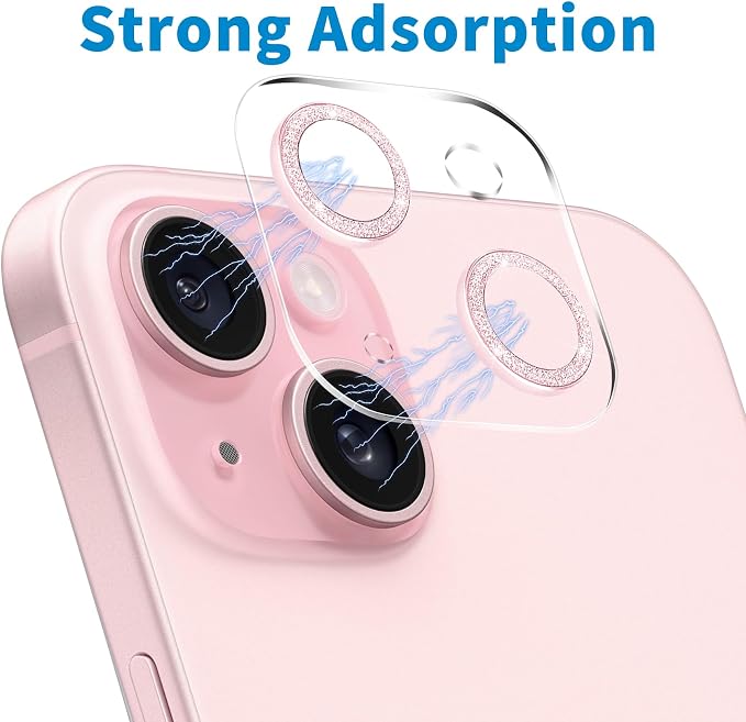 Dengduoduo 3 Pack Tempered Glass Camera Lens Protector for iPhone 15 6.1" & for iPhone 15 Plus 6.7", Bling Glitter, Ultra HD, 9H Hardness, Anti-Scratch, Case Friendly, Easy to Install - Image 4
