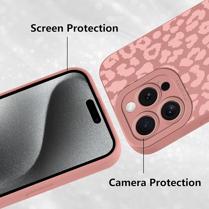 Cute Pink Cheetah Print Phone Case for iPhone 15 Pro Max 6.7" | Aesthetic Leopard Pattern Design Cover Full Camera Lens Protective Shockproof Soft Slim TPU Funda for Women Girls - Image 5