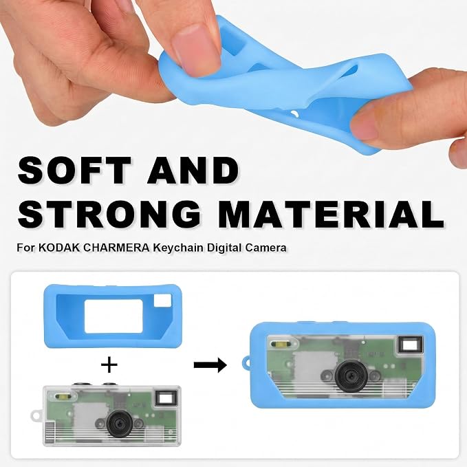 Silicone Case for Kodak CHARMERA Millennium Keychain Mini Digicam Blind Box | Soft Keychain Camera Sleeve, Precise Cutouts, Case-On Charging & SD Card Access, For Collectors & Daily Carry, Blue - Image 2