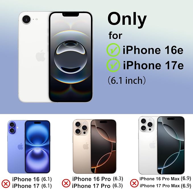 for iPhone 17e Case & iPhone 16e Case with 2X HD Screen Protector & Slide Camera Cover & Rotated Ring Kickstand, Rugged Heavy Duty Protective Phone Case for iPhone 17e/16e 6.1", Silver - Image 2