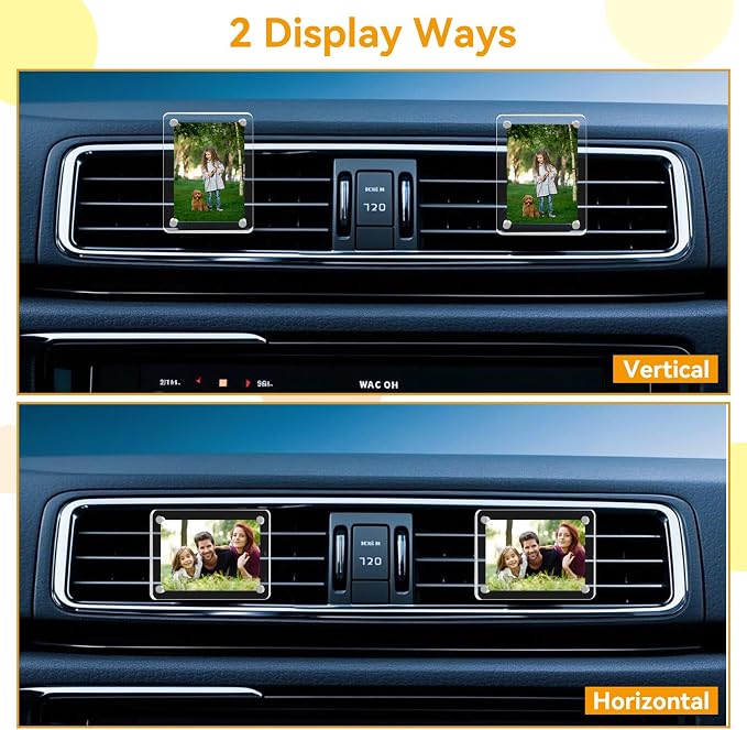 Gift for Dad & Grandpa - 2 Pack Car Dashboard Vent Picture Holder for Father's Day, Personalized Acrylic Clip-on Air Vent Picture Frame, Magnetic Photo Display Frames for Family, Drivers, Fridge, Safe Driving Presents 3.55"x2.36" - Image 7