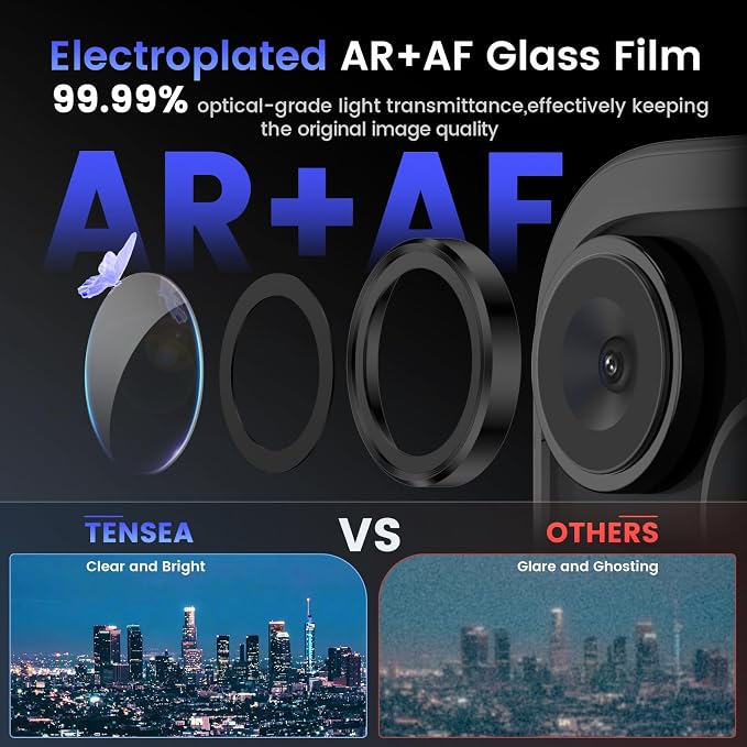 Tensea Camera Lens Protector Compatible for iPhone 17 Pro Max/17 Pro/15 Pro Max/15 Pro/16 Pro Max/16 Pro/14 Pro Max/14 Pro, Metal Tempered Glass Cover Camera Screen Protector Accessories,Case Friendly - Image 3