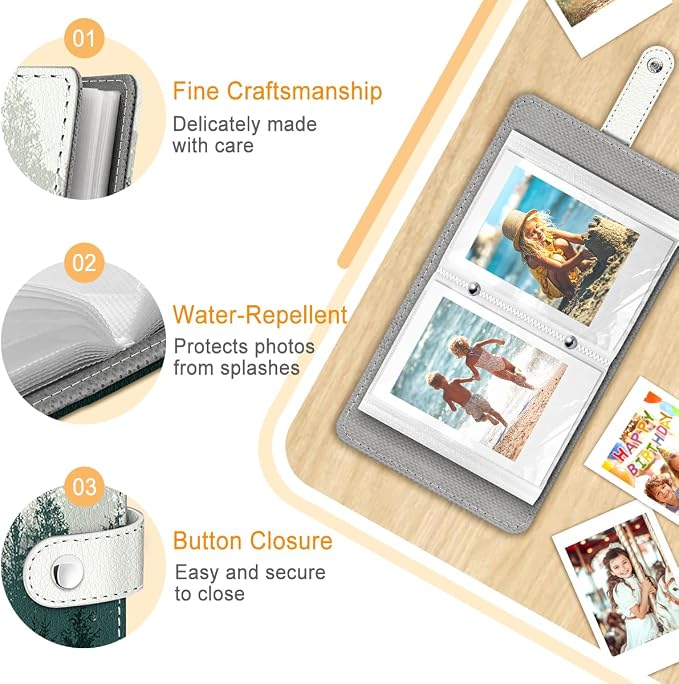 Mist Forest Small Photos Album for 2x3 Inch Films, 56 Pockets | Mini Cute Picture Book, Wallet Size, for Polaroid Fujifilm Instax Mini Instant Camera Printer, Kpop Photocard Binders Holders - Image 4