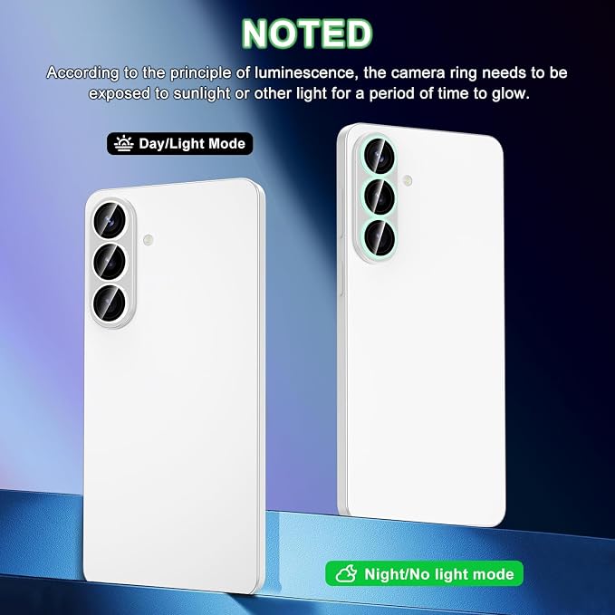 for Samsung Galaxy S26 Camera Lens Protector, Individual Metal Ring Tempered Glass Lens Cover, [Strong Adsorption] Scratch Resistant Ultra-Thin HD Clear Lens Cover, 1 Set-White Shine - Image 2