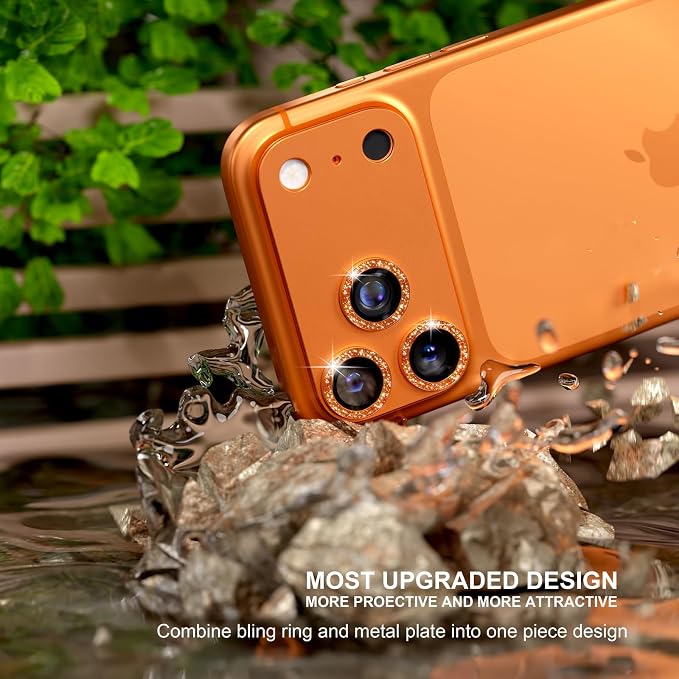 for iPhone 17 Pro Max Camera Lens Protector, Glitter Cosmic Orange | [Military Grade Shatterproof] [Strong Adsorption] [Case Friendly] Matte Metal Tempered Glass Camera Screen Cover Accessories - Image 2