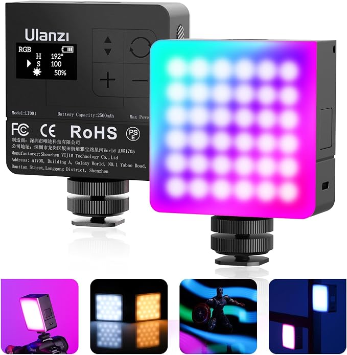ULANZI VL49 Pro RGB Video Light, Mini Rechargeable LED Camera 360° Full Color Portable,2500-9000K Dimmable LED Panel Lamp w LCD Display,Photography Lighting Support Magnetic Attraction by ulanzi