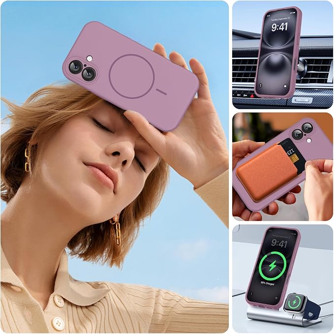 miracase Magnetic for iPhone 16 Plus Case, [Soft Anti-Scratch Microfiber Lining], Compatible with MagSafe, Liquid Silicone Shockproof Drop Protection Phone Case for 16 Plus,Blackcurrant - Image 5