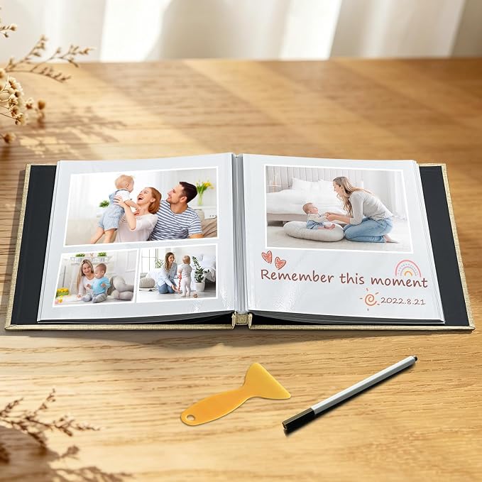 Large Photo Album Self Adhesive Scrapbook Album for 4x6 5x7 8x10 Pictures DIY Photo Book as Scrapbooking Supplies Kits, Birthday Gifts for Women Mom Wedding Baby Family Travel - Image 3