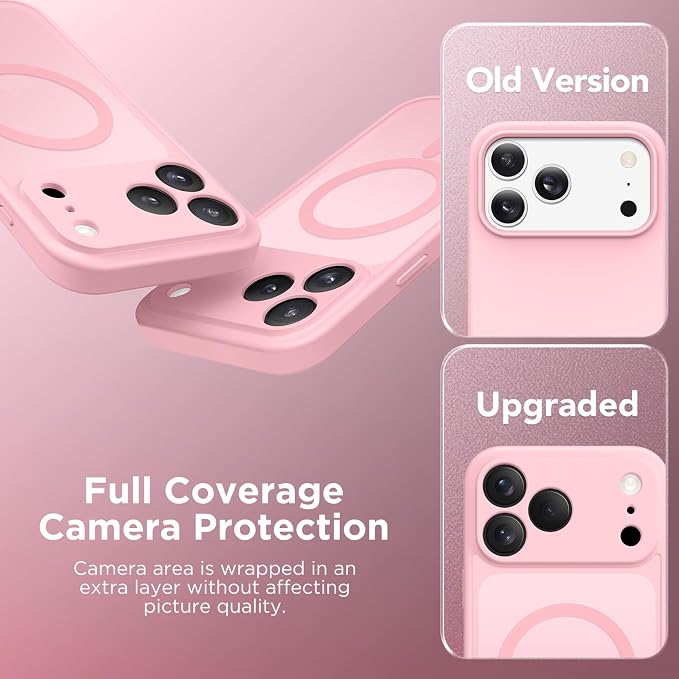 CAPRARO for iPhone 17 Pro Max Case, Compatible with MagSafe | Upgraded [Full Camera Protection] Protective Translucent Matte Women Girl Magnetic Phone Case Cover, Peach Pink - Image 7