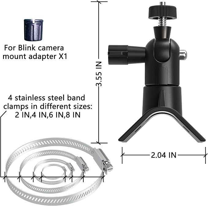 Universal Adjustable Stainless Mount Bracket Outdoor Security Camera 360 Degree Hoop Hose Clamp Pipe Poles Mount No-Drill Holes Compatible with Reolink/Nest/Arlo/Eufy/Wyze and Other Camera (Black) - Image 5
