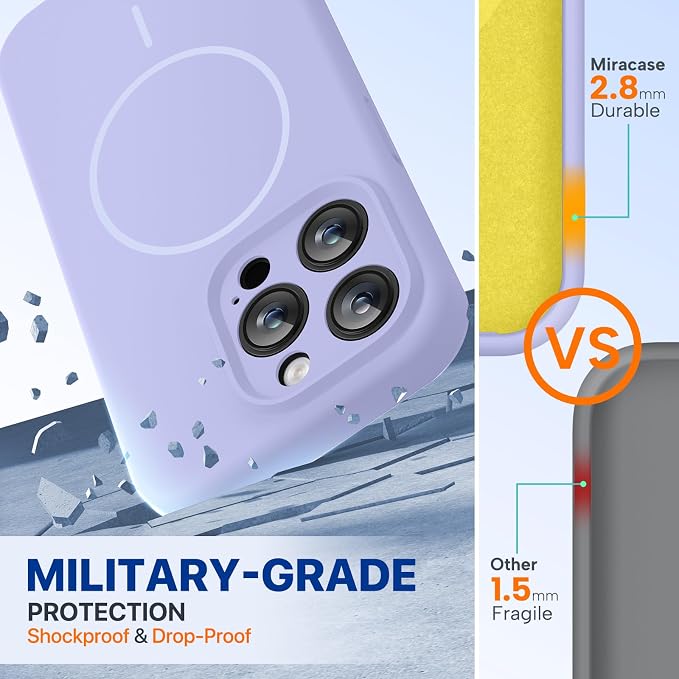 miracase Magnetic for iPhone 15 Pro Max Case, [Soft Anti-Scratch Microfiber Lining], Compatible with MagSafe, Liquid Silicone Case Shockproof Drop Protection Phone Case for 15 ProMax, Light Purple - Image 3