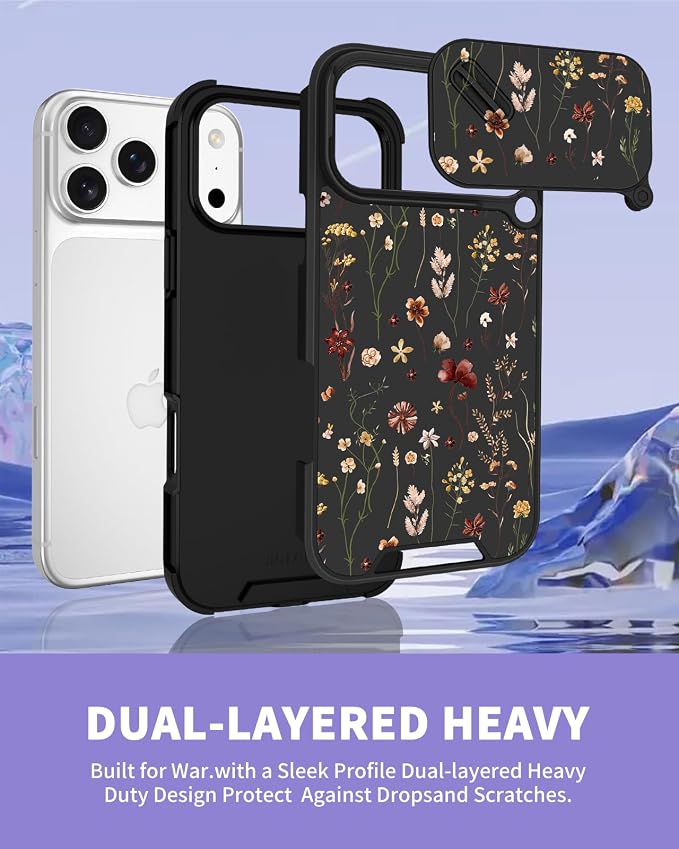 for iPhone 17 Pro Case - Women Cute Phone Cover Girly Pretty Fancy Unique Aesthetic Design Slide Camera Cover Protective Case for Apple for iPhone 17 Pro, Flowers Floral - Image 5