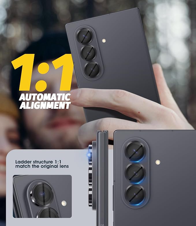 Orzero (2 Sets Camera Lens Protector for Samsung Galaxy Z Fold 8 Ultra, [EZ Install] [Case-Friendly] 9H Tempered Glass CD Pattern Lens Cover, Military-Grade Shockproof, HD Clarity Anti-Glare - Gray - Image 5