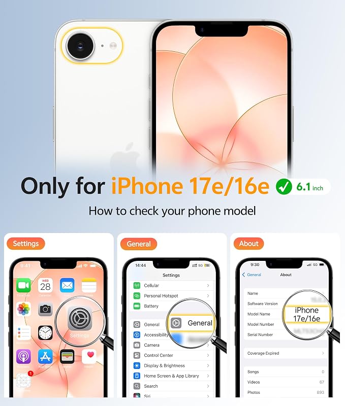 FNTCASE for iPhone 17e/ iPhone 16e Case, Fit for Magsafe, Screen Protector | Translucent Matte Magnetic Back, 14FT Military Grade Drop Protection, Shockproof Protective Phone Cover, Orange - Image 2