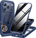 miracase for iPhone 17 Pro Privacy Series Case, Magsafe, Deep Blue | Built-in Privacy Screen Protector | 360° Full Protection | Colored Bezel & Clear Back | Shock-Absorbent | 6,3 Inch by Miracase