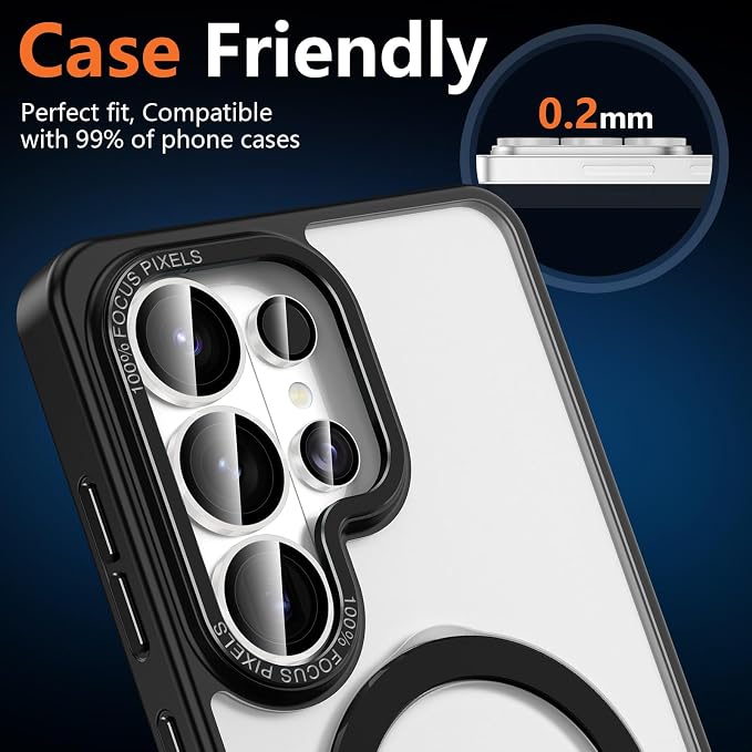 for Samsung Galaxy S26 Ultra Camera Lens Protector, Individual Metal Ring Tempered Glass Lens Cover, [Strong Adsorption] Scratch Resistant Ultra-Thin HD Clear Lens Cover, 1 Set-White Shine - Image 8