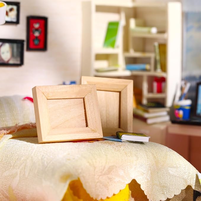 Halloscume 12 Pcs Dollhouse Picture Frames 1:12 Scale Miniature Picture Frames for Dollhouse Small Photo Frame Mini Wooden Dollhouses Accessories Mini House Decoration Simulation (Small) - Image 4