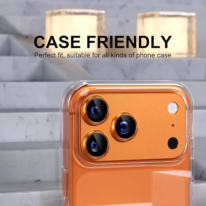 Choiche for iPhone 17 Pro Max Camera Lens Protector, Orange | Metal Camera Cover with 9H Tempered Glass Lens Screen Protector Accessories, Strong Adsorption, Case-Friendly, 6.9-inch - Image 4