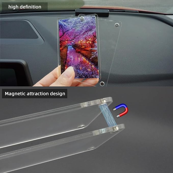 XMALL 2Pcs Car Picture Holder, Suitable for car Visor, Universal for Any Vehicle Model, Show Personal or Family Photos, Great Gift for Drivers, Car Accessories, Polaroid Photo Frame, 4.7"X3.1" - Image 4