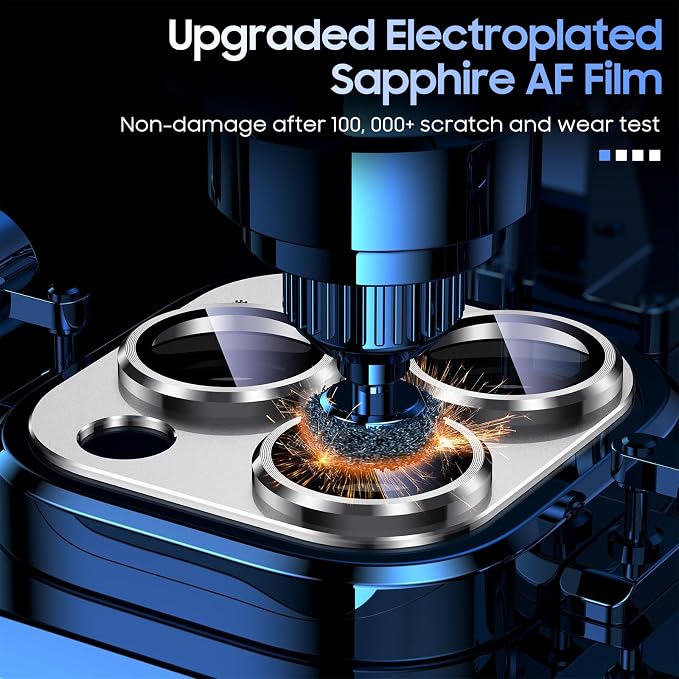 Uyiton for iPhone 15 Pro/iPhone 15 Pro Max Camera Lens Protector | Not Easy to Break, Strong Adsorption, Case-Friendly, Metal 9H Sapphire Glass Rear Camera Screen Cover, Silver White - Image 5