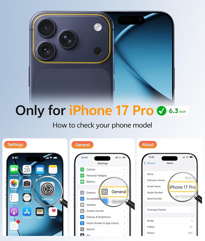 FNTCASE for iPhone 17 Pro Case, Fit for Magsafe, Screen Protector, Blue | Full Camera Protection, Translucent Matte, 14FT Military Grade Drop Proof, Shockproof Protective Phone Cover - Image 2