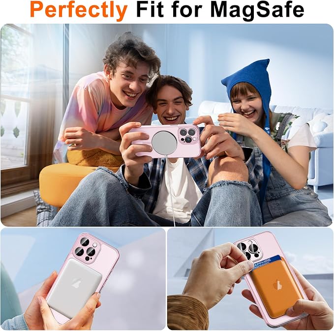 for iPhone 13 Pro Max Case with Privacy Screen Protector, Pink | Full Camera Protection, Translucent Matte Magnetic, Compatible with MagSafe, Shockproof Phone Cover, Slim Fit Women/Girls - Image 4