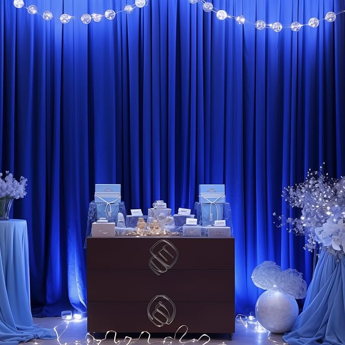 Royal Blue Backdrop Curtains 10 Panels - Wrinkle-Free Polyester Photography Drapes for Baby Shower & Birthday Party - 40 X 10FT - Image 6