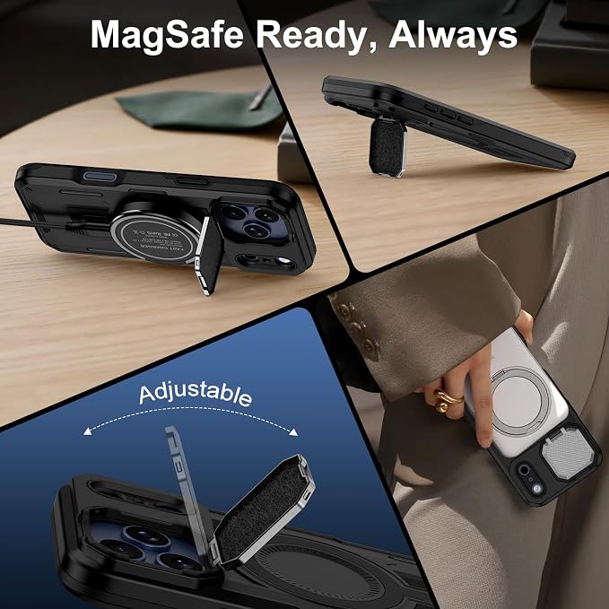 iPhone 17 Pro Max Case with Camera Cover, Magnetic Case with Camera Lens Protector Phone Cover Stand MagSafe for 17 Pro Max Military-Grade Shockproof CASE Kickstand for iPhone 17 Pro Max, 6.9 inch - Image 5