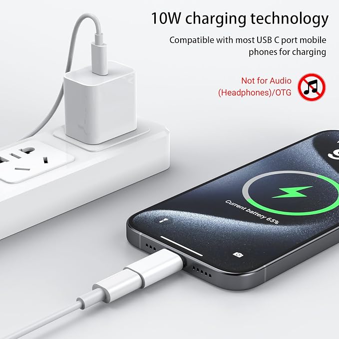 2 Pack Type C to Lightning Microphone Adapter for Lavalier Microphone, USB C Male to Lightning Female Converter for charging your phone,Such as iPhone17/16/15 series, iPad, Not for headphones and data - Image 5