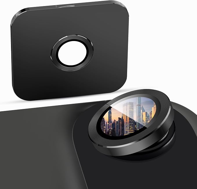 Suoman 2-Pack for iPhone 17 Air Camera Lens Protector, [CD Lines] [Strong-Adhesion] Metal Texture Style Tempered Glass Camera Lens Cover [with Auto Alignment Tool Kit] -Black by Suoman