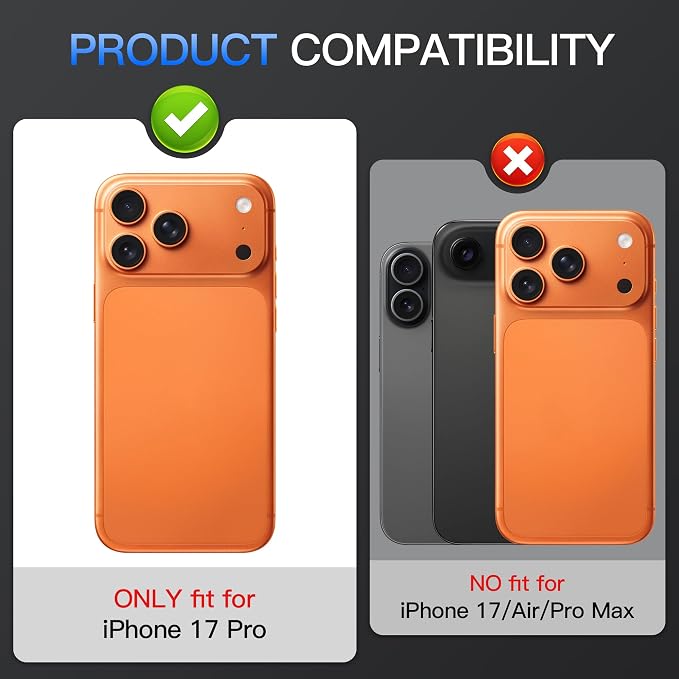 Suoman for iPhone 17 Pro Camera Lens Protector,Magnetic ND Filter Lens Film | Tempered Glass Lens Film, Strong Adsorption, HD Clear, All-in-one Metal Camera Cover,Orange - Image 2