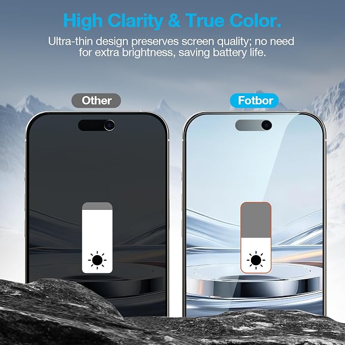 Fotbor [3+3 Pack Privacy Screen Protector for iPhone 16 Pro Max, 26° Anti-Spy & Blue Light Filter Tempered Glass with 3 Camera Lens Protectors, 3X Reinforced, Easy Alignment - Image 6