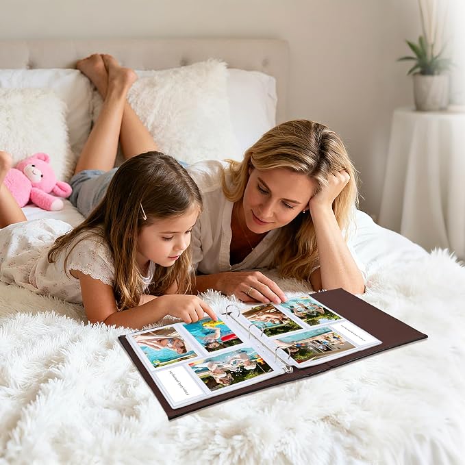 30 Pack 4x6 Photo Album Refill Pages for 3 Ring Binder,Ultra-Clear Photo Sleeves Holding 180 Pictures, Double-Sided 3 Pockets Photo Pages with Memo Slot,Photo Sheet Protector for Photos and Postcards - Image 8