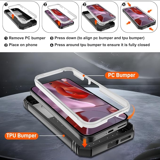 Gritup for Pixel 9A Case Military-Grade Shockproof with Kickstand | with 2 PCS Screen Protector, Slide Camera Cover, Heavy Duty Outdoor Protection Funda para Google 9 A Phone Cover, White+Black - Image 3