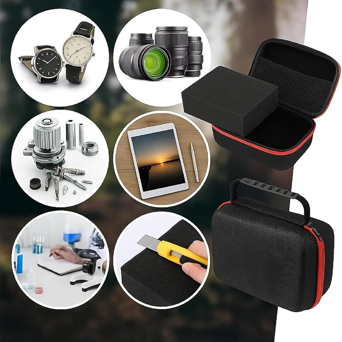 Relaxweex Hard Case with Foam, 11 X 7.8 X 4.3 Inch, Black and Red | EVA Waterproof Shockproof Case, Customizable Foam for Camera Electronics Instruments, Digital Products, with Knife - Image 7