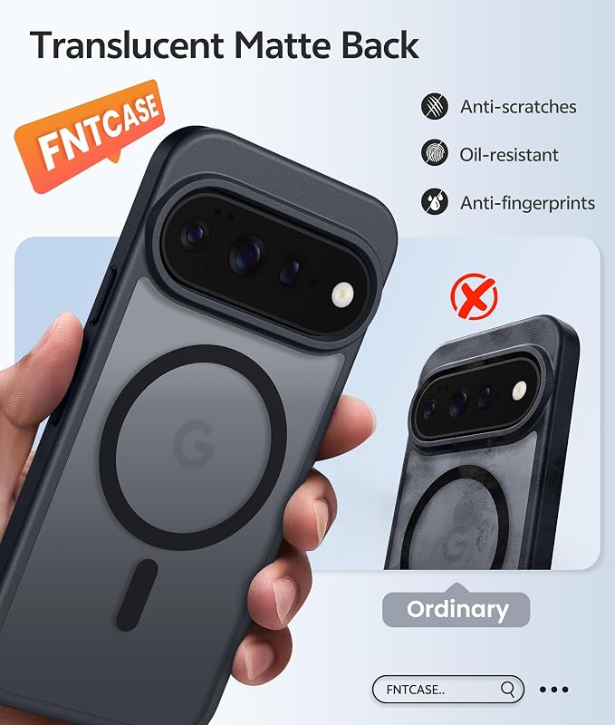 FNTCASE for Google Pixel 11 Pro XL Case, Fit for Magsafe, Screen Protector | Translucent Matte Magnetic Back, 14FT Military Grade Drop Protection, Shockproof Protective Phone Cover, Black - Image 7