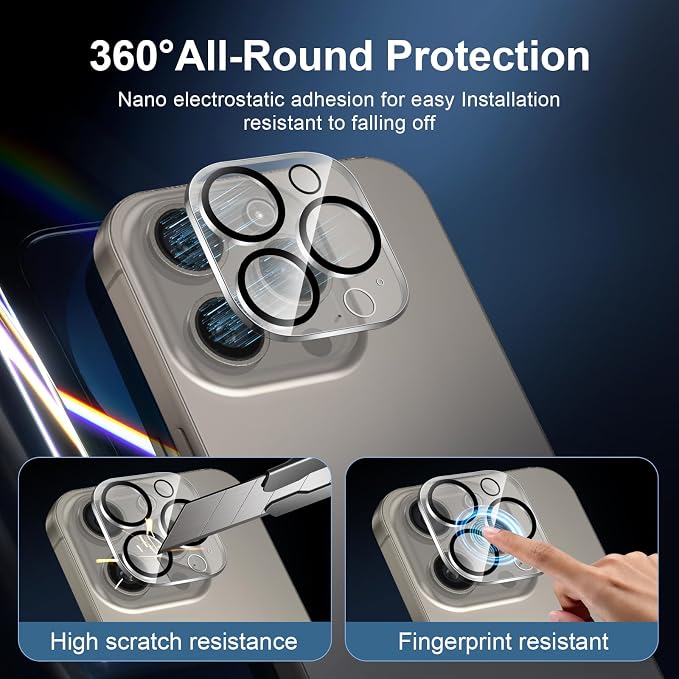 NEW'C 3x for iPhone 16 Pro Screen Protector (6.3 inches)+ 3x Camera Lens Protector, Sensor Protection, Case Friendly Tempered Glass Film + Dust Plug- Easy installation tool include - Image 4