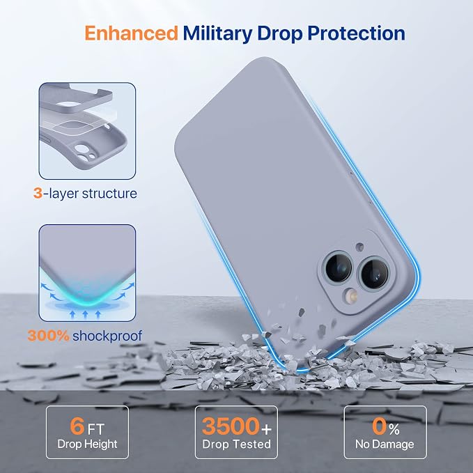 Miracase Silicone for iPhone 14 Case, Lavender Gray | Soft Anti-Scratch Microfiber Lining, Premium Silicone Cover Shockproof Drop Protection Phone Case for 14 - Image 8