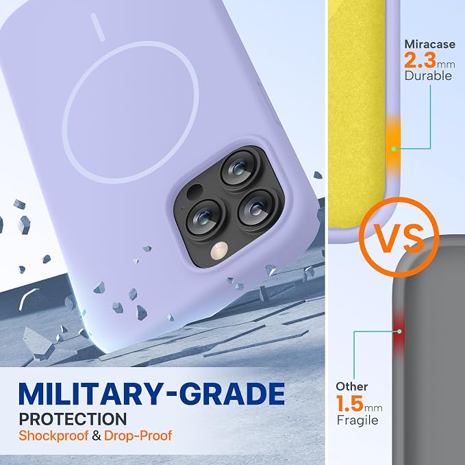 miracase Magnetic for iPhone 13 Pro Max Case, [Soft Anti-Scratch Microfiber Lining], Compatible with MagSafe, Liquid Silicone Shockproof Drop Protection Phone Case for 13 Pro Max, Light Purple - Image 3