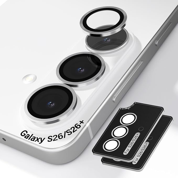 Orzero (2 Sets Camera Lens Protector for Samsung Galaxy S26 / S26 Plus, [EZ Install] [Case-Friendly] 9H Tempered Glass CD Pattern Lens Cover, Military-Grade Shockproof, HD Clarity Anti-Glare (Silver) by JumpIntoOrzeroLet%E2%80%99sExploreLikeNeverBefore