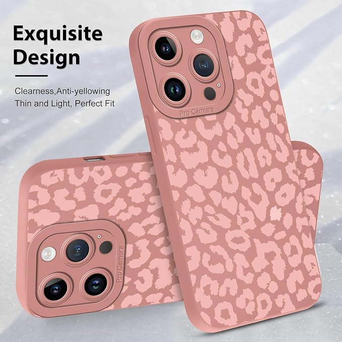 Cute Pink Cheetah Print Phone Case for iPhone 14 Pro 6.1" | Aesthetic Leopard Pattern Design Cover Full Camera Lens Protective Shockproof Soft Slim TPU Funda for Women Girls - Image 4