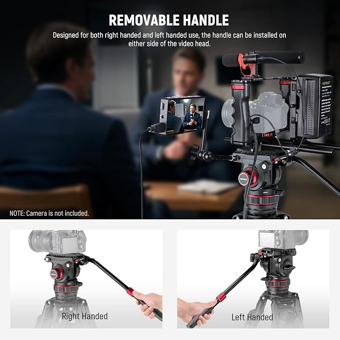 NEEWER 78" Video Camera Tripod Carbon Fiber with Damping Adjustable Fluid Head, One Step Quick Release with QR Plate & Handle, Heavy Duty Tripod Stand for DSLR Cameras Camcorders, Max Load 22lb, LL37 - Image 7