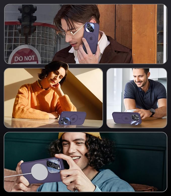 VOFATA [Upgraded] for iPhone 16 Pro Max Case with Camera Cover Stand [Fit for MagSafe][9H Camera Lens Protector] Mil-Grade Protection Translucent Magnetic iPhone 16 Pro Max Phone Case, Purple - Image 6