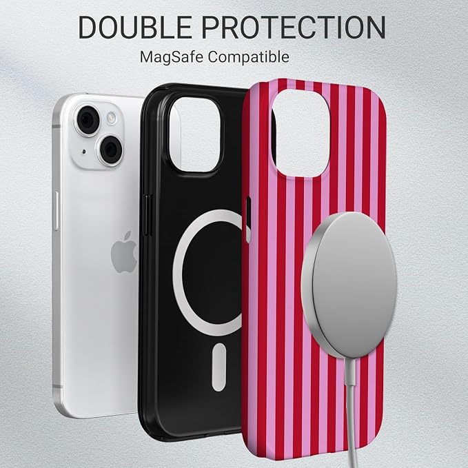 TPU Phone Case for iPhone 13, MagSafe Wireless Charging Compatible, Shockproof Slim Fit Protective Cover with Anti-Yellowing & Raised Camera Protection (Stripes 4, iPhone 13) - Image 6