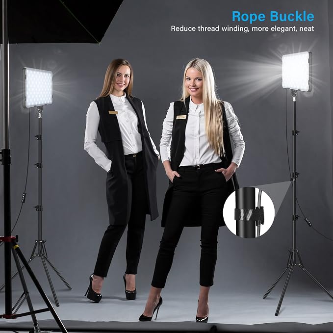2 Pack LED Video Light with 63'' Tripod Stand, Obeamiu 2500-8500K Dimmable Photography Studio Lighting for Video Film Recording/Collection Portrait/Live Game Streaming/YouTube Podcast, USB Charger - Image 6