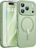 FNTCASE for iPhone 17 Pro Max Case, Fit for Magsafe, Screen Protector | Full Camera Protection, Translucent Matte, 14FT Military Grade Drop Proof, Shockproof Protective Phone Cover, Light Moss by FNTCASE