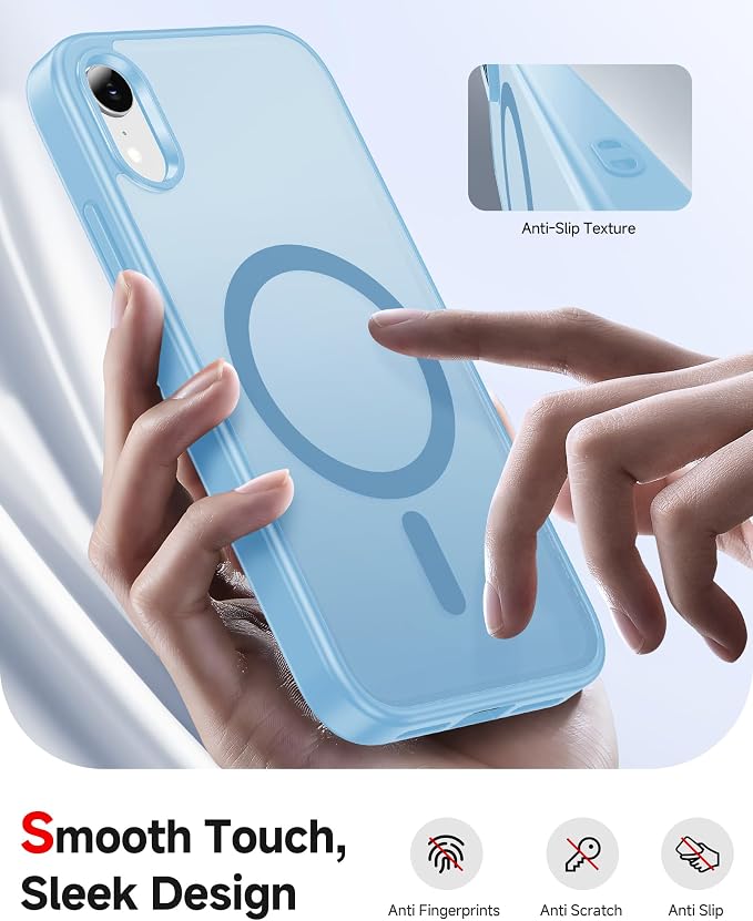LeYi for iPhone-XR Phone Case Blue with Screen Protector X2 + Camera Cover X2:[ MagSafe Compatible] Magnetic Slim Cases for i Phone 10 iphoneXR Military Grade Protective Funda para 10XR, Light Blue - Image 4