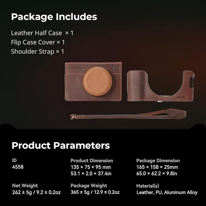 SMALLRIG Leather Half Case for FUJIFILM X100VI, Flip Cover, Shoulder Strap | Genuine Leather Material, Portable and Protecting (Brown) - Image 8